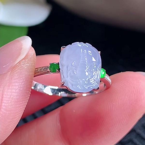 18K金翡翠紫罗兰貔貅戒指